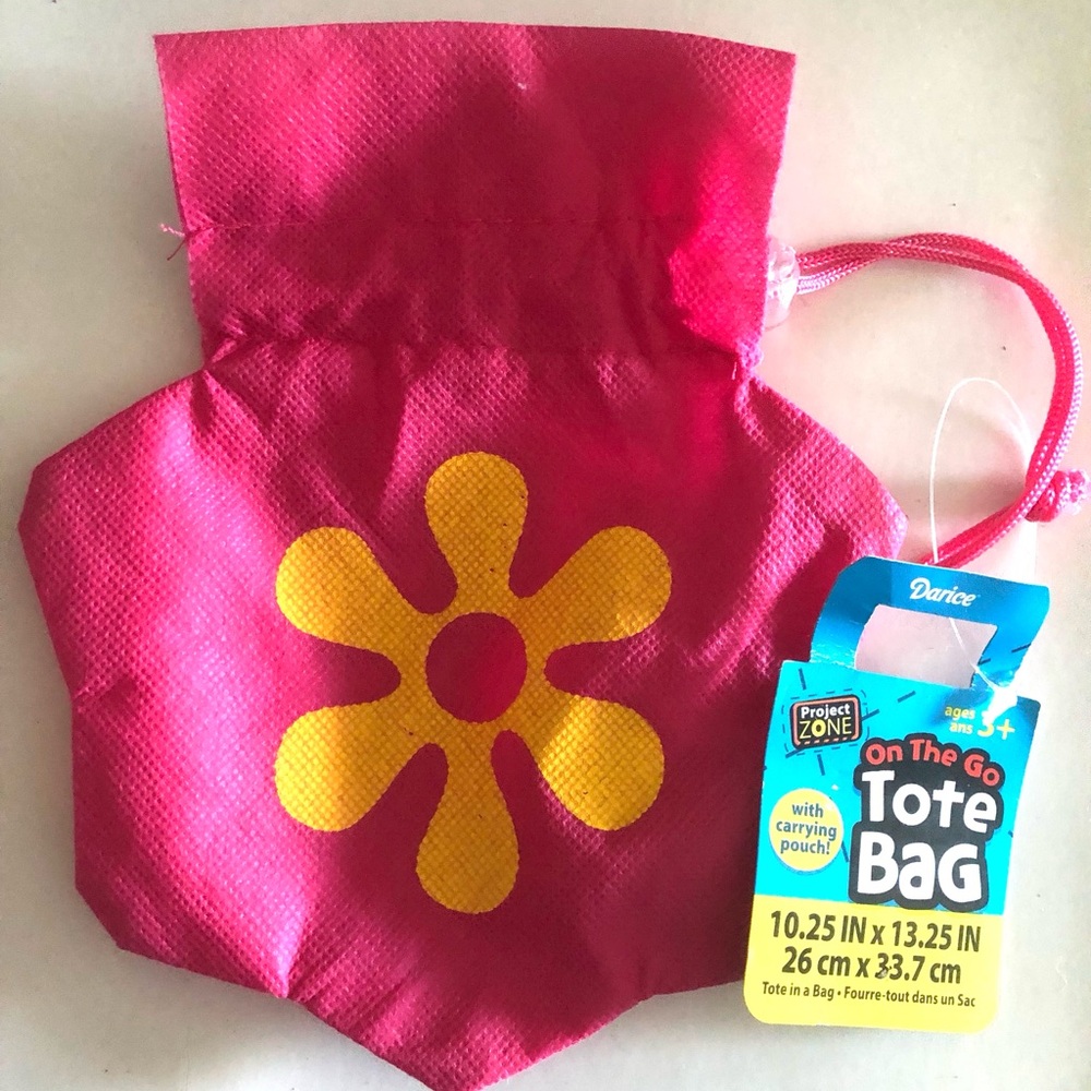 Small Pink Tote Bag with Yellow Flower Design